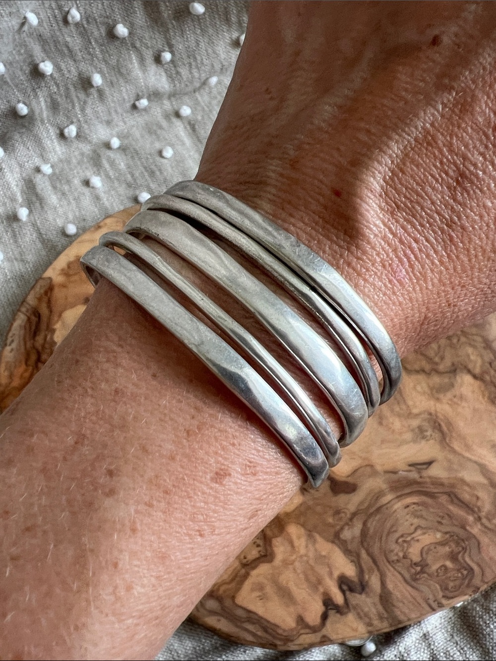 Lucky Brand Silver Multi-Band Open Cuff Bracelet: Small